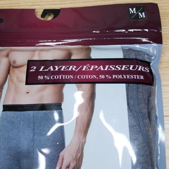 STANFIELDS Long Johns Mens Medium Gray 2 Layer Fitted Base Layer Pants - Picture 2 of 6